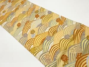 荒波に花模様織出し袋帯